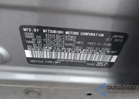 2019 Mitsubishi Outlander Sport 2.0 Es from USA, damaged, VIN JA4AP3AU0KU008446